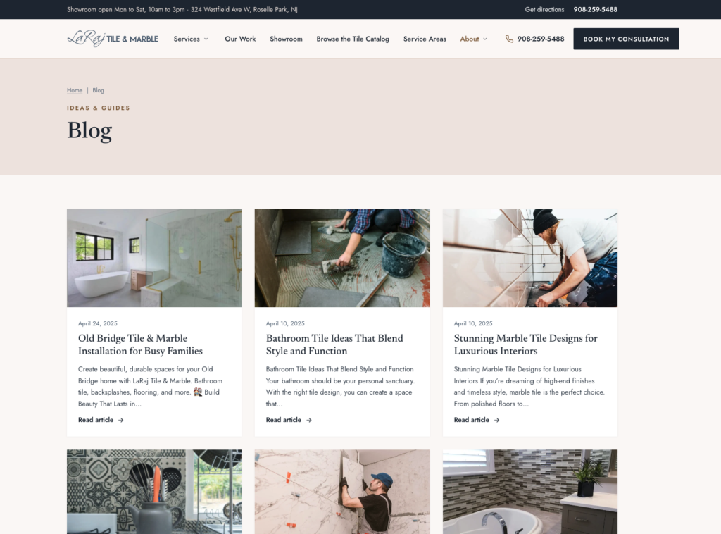LaRaj Tile & Marble WordPress Website Design